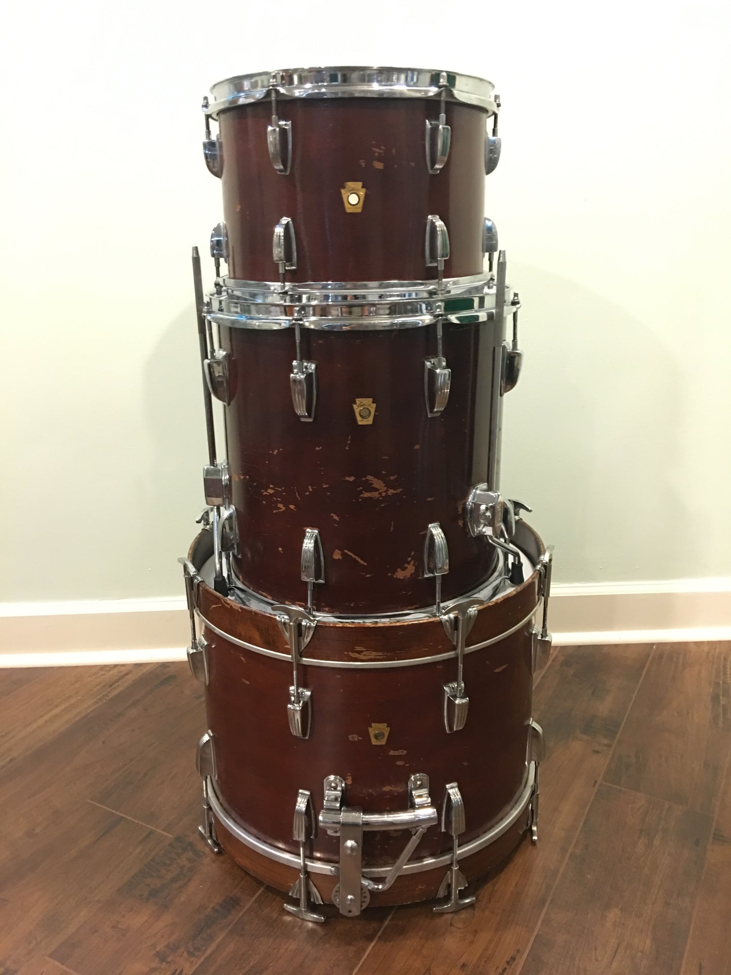 1967 Ludwig Jazzette Keystone Bop Set - Walnut Stain 12x18/12/14