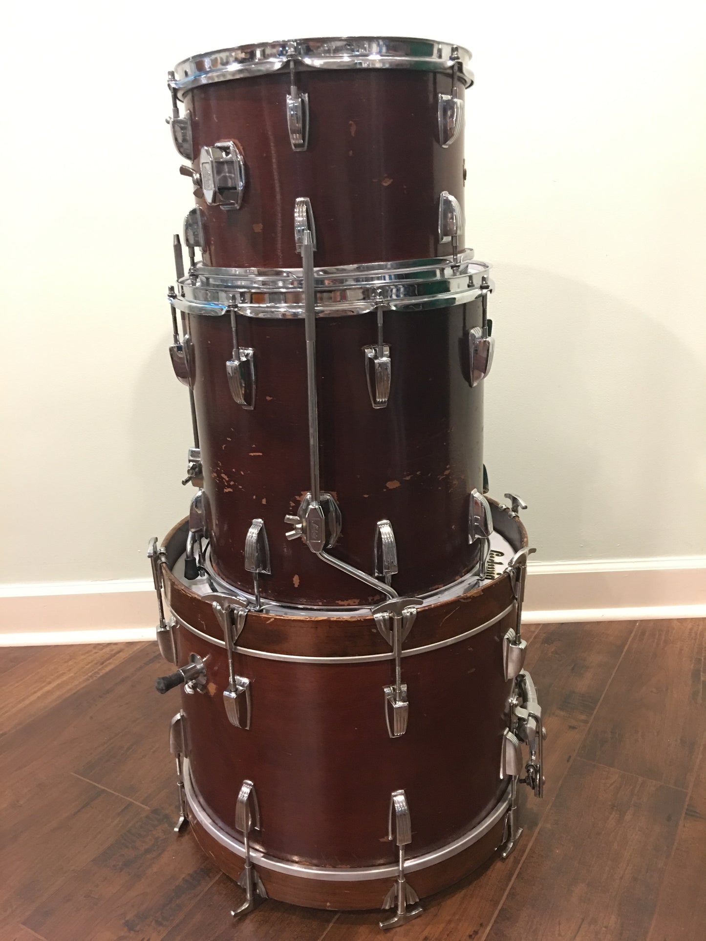 1967 Ludwig Jazzette Keystone Bop Set - Walnut Stain 12x18/12/14