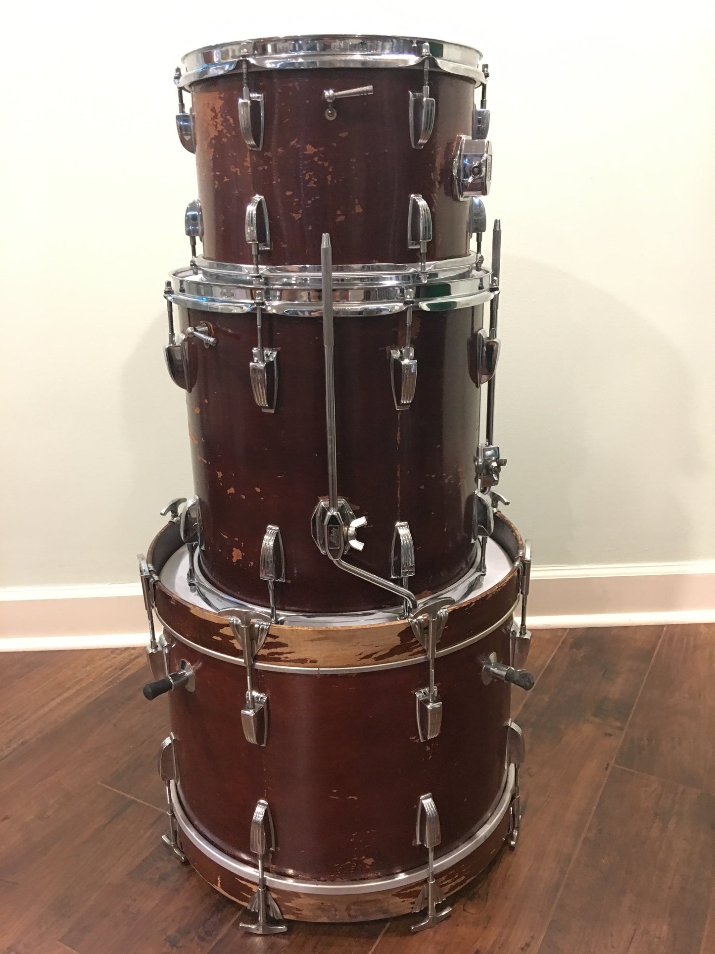 1967 Ludwig Jazzette Keystone Bop Set - Walnut Stain 12x18/12/14