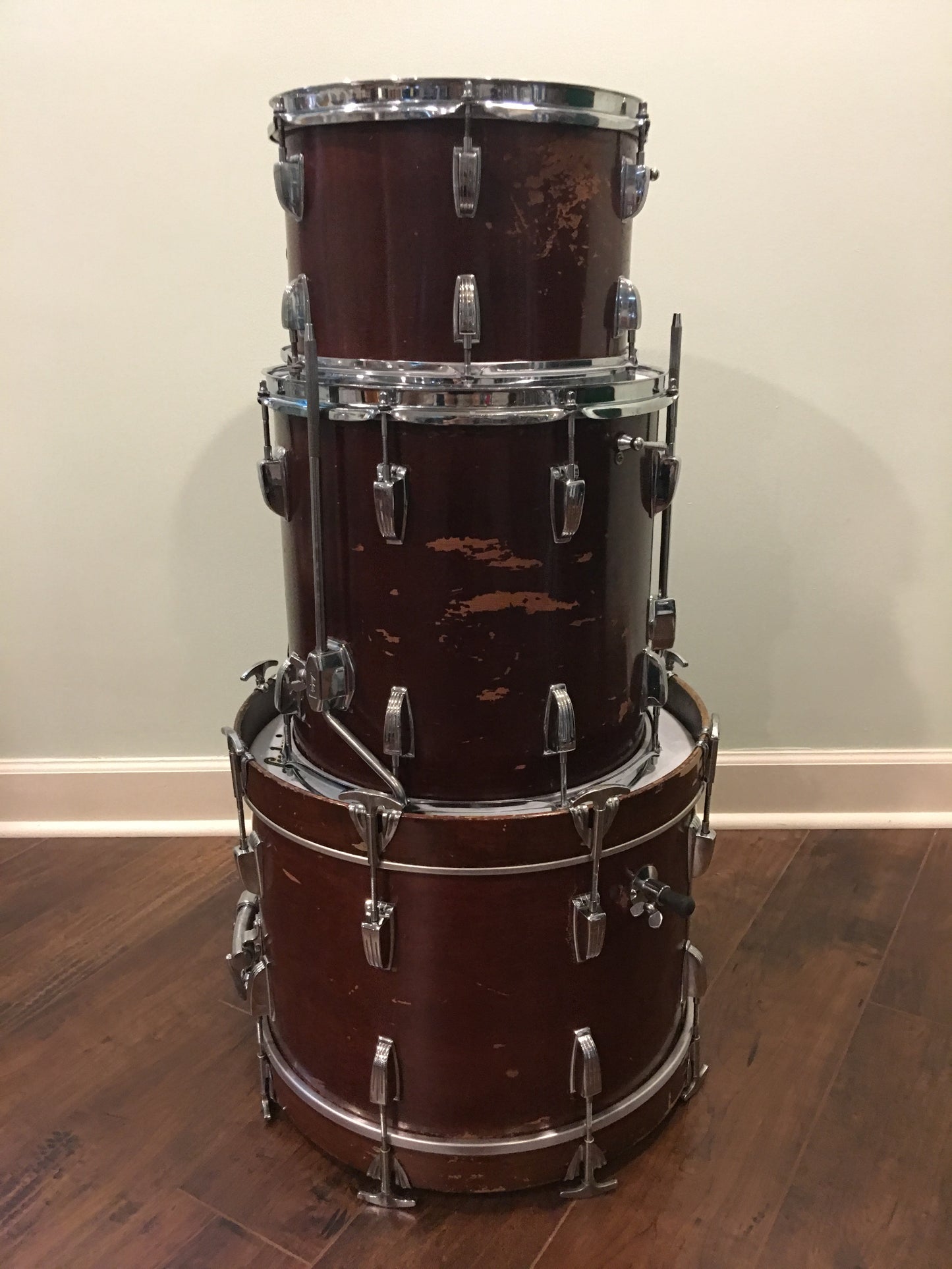 1967 Ludwig Jazzette Keystone Bop Set - Walnut Stain 12x18/12/14