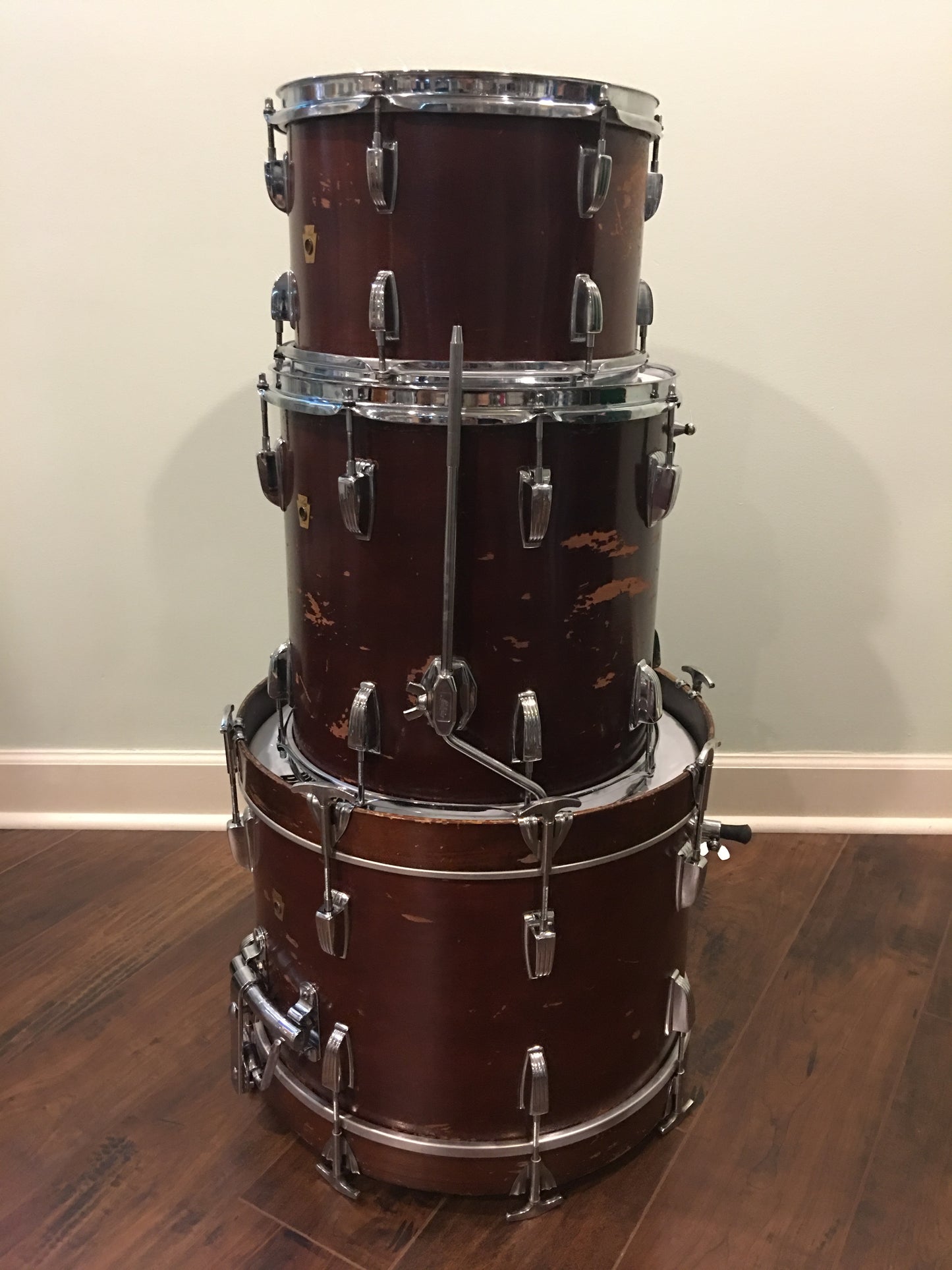 1967 Ludwig Jazzette Keystone Bop Set - Walnut Stain 12x18/12/14