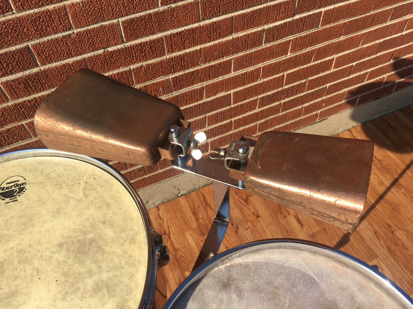 1948-52 WFL / Ludwig Timbale Drum Set With Dual Cowbells and Stand  10.5" & 13"