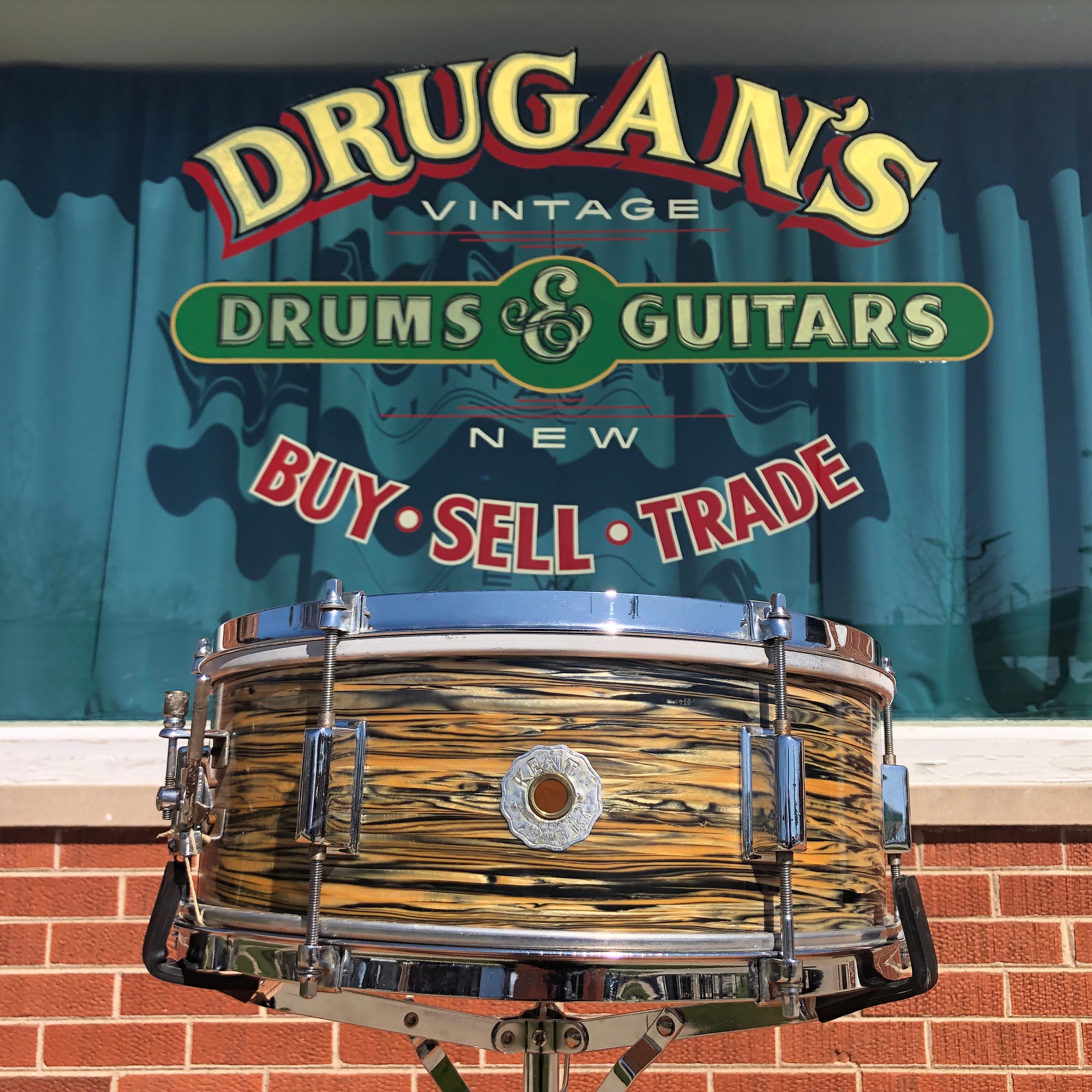 Vintage Kent 5.5x14 Snare Drum Oyster Blue/Gold Pearl – Drugan's