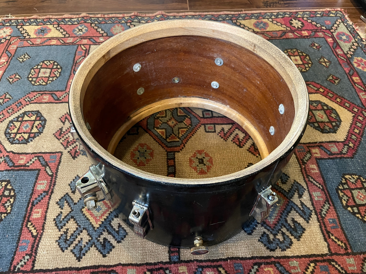 Early 1970s Ludwig 8x12 Tom Drum Single Black Lacquer