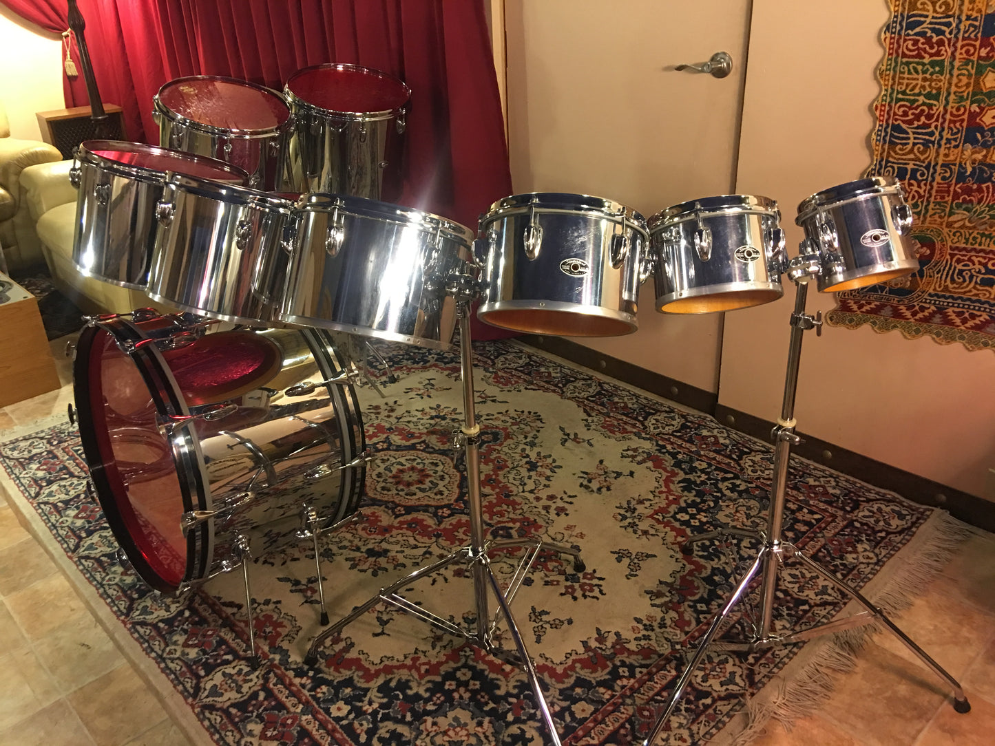 1970's Slingerland 10pc Chrome Drum Set 6"-24"