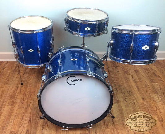 Camco Oaklawn Blue Sparkle Tuxedo Set 20/12/14/5"x14" Snare