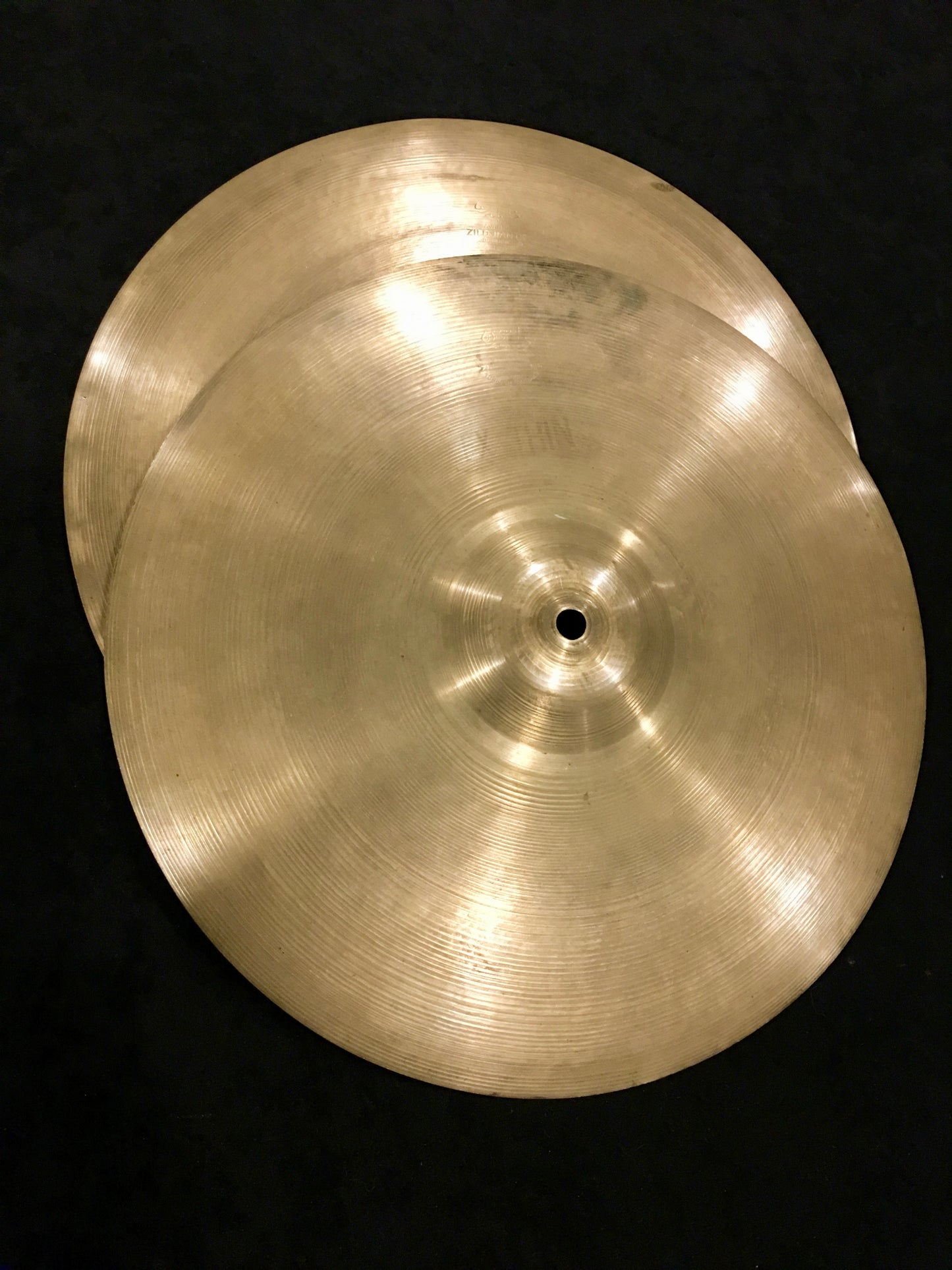 13" Vintage Zildjian A Tran Stamp Hi Hat Cymbal Pair - Light 388/458g #59