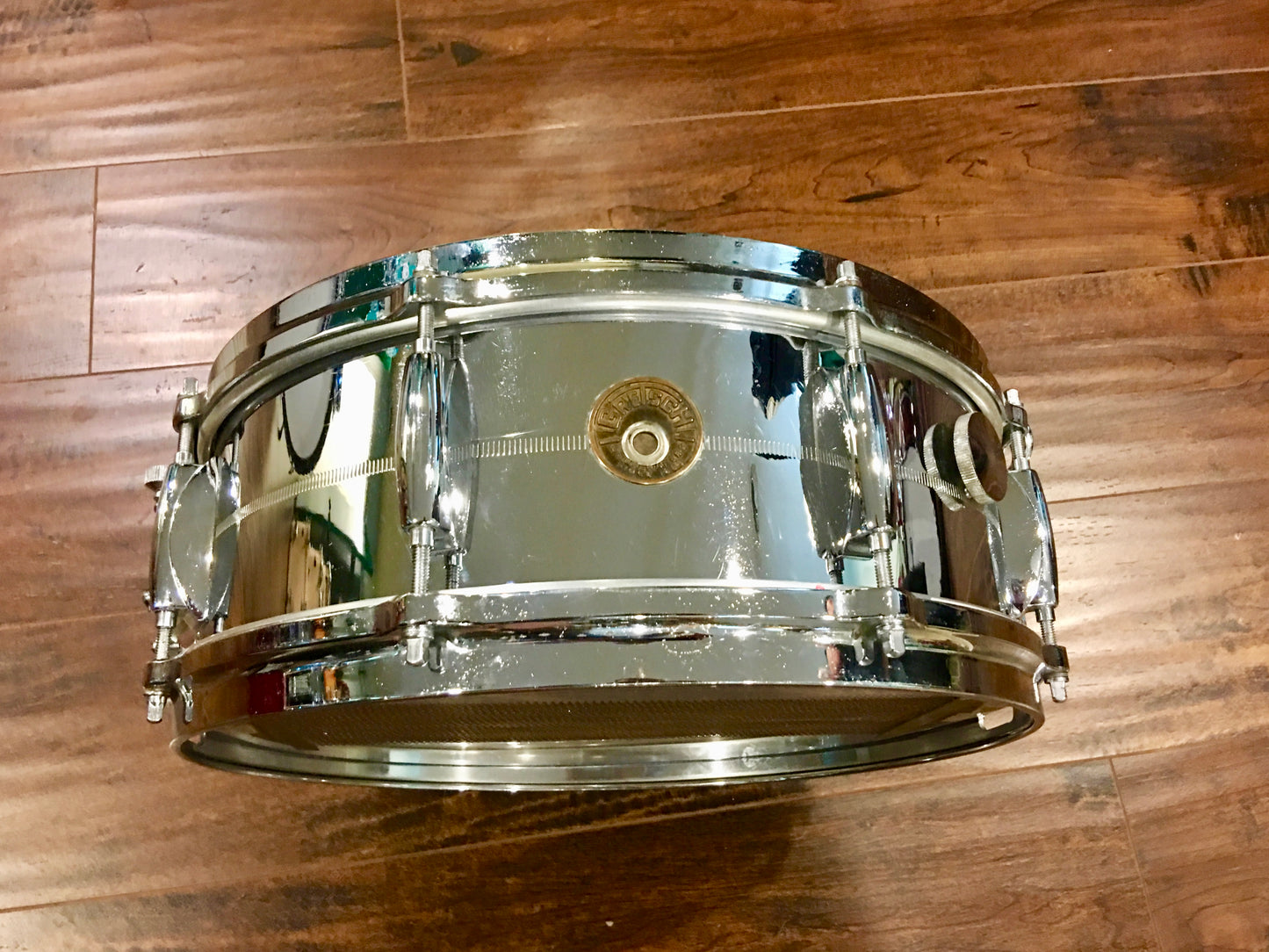 1969 Gretsch 5x14 Brass 4160 Round Badge Snare Drum 5X14