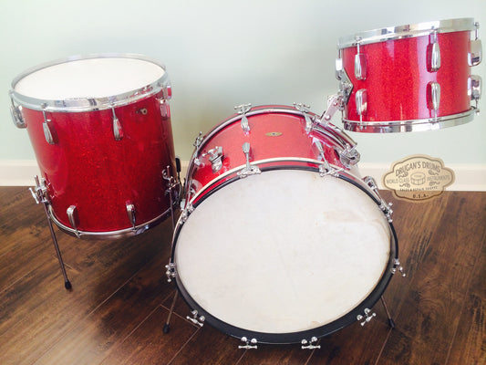 1953 Slingerland Red Glass Glitter Gene Krupa Deluxe Radio King Kit