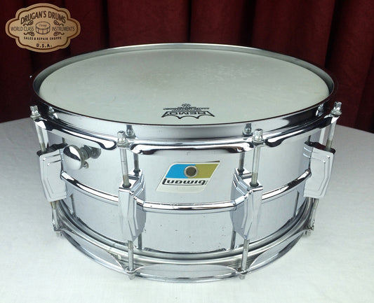 Vintage 1971 Ludwig 402 Supraphonic Snare Drum Blue & Olive 6.5"x14"